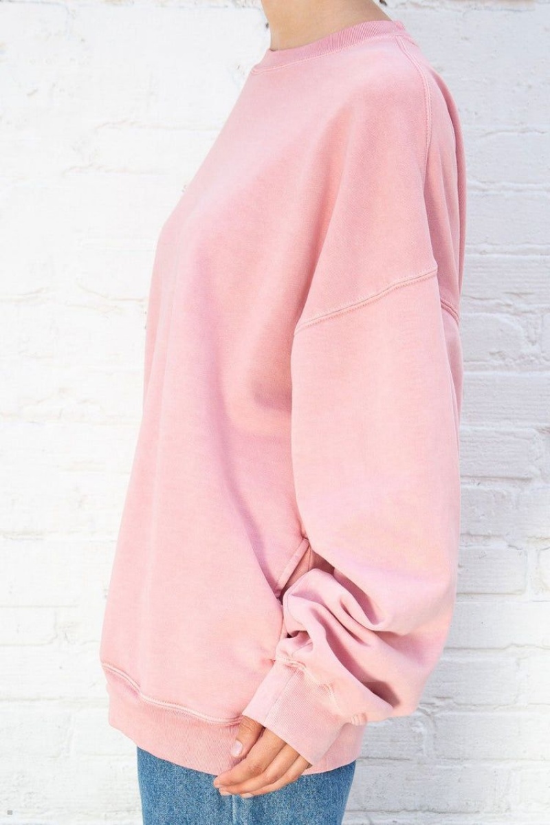 Sweatshirt Brandy Melville Erica Oversized Rose | DED-75693409